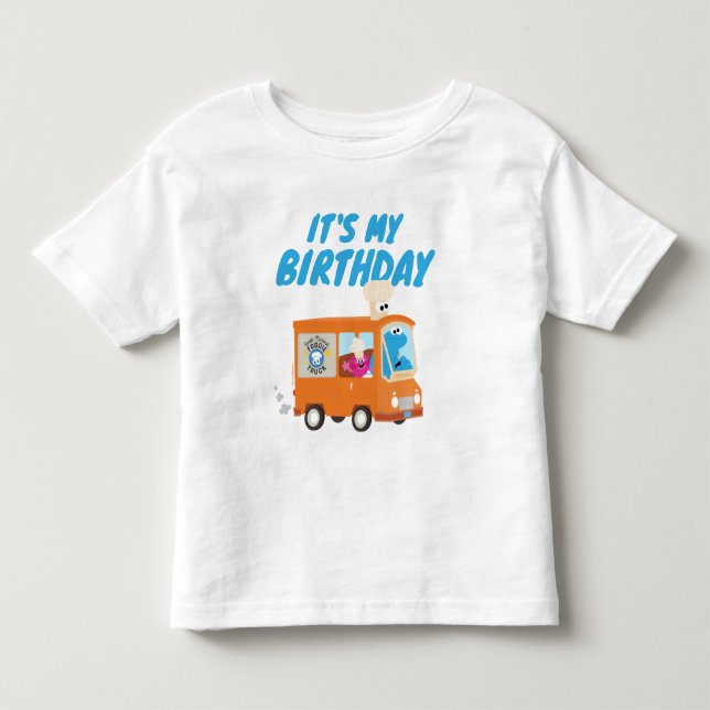 Cookie Monster Food Truck It's My Birthday Toddler T-Shirt (Front)