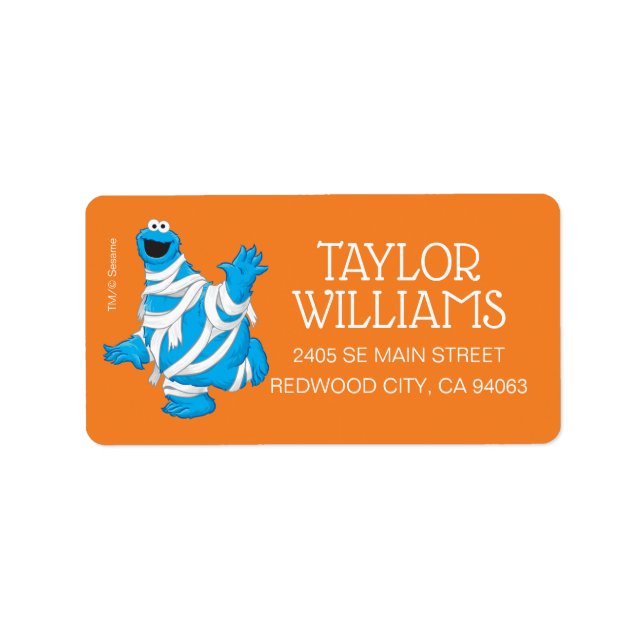 Cookie Monster | Halloween Mummy Label (Front)