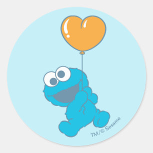 Cookie Monster Heart Balloon Classic Round Sticker