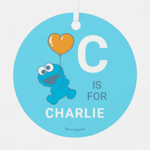 Cookie Monster Heart Balloon Metal Tree Decoration