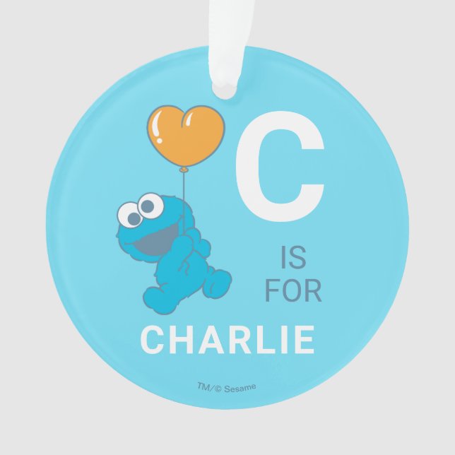 Cookie Monster Heart Balloon Ornament (Front)