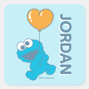 Cookie Monster Heart Balloon Square Sticker
