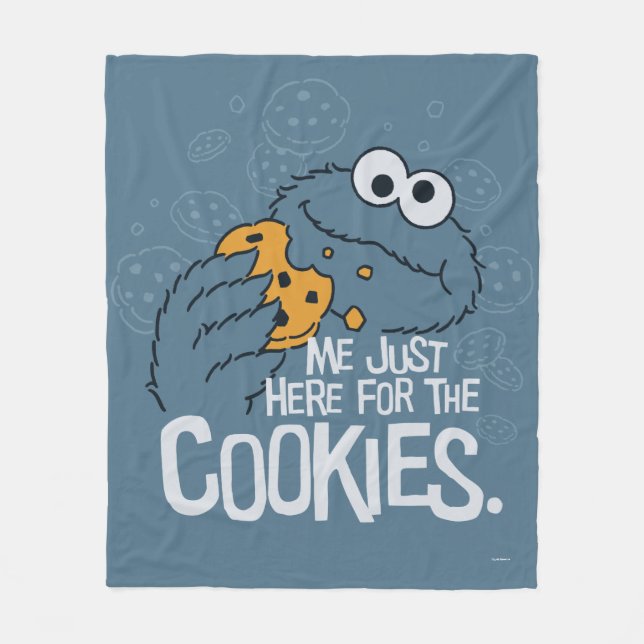 Cookie Monster | Me Just Here for the Cookies Fleece Blanket (Front)