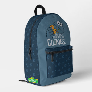 Cookie Monster   Me Just Here for the Cookies Printed Backpack