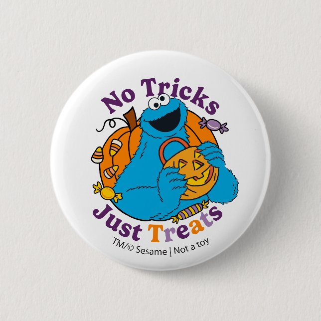 Cookie Monster | No Tricks Just Treats 6 Cm Round Badge (Front)