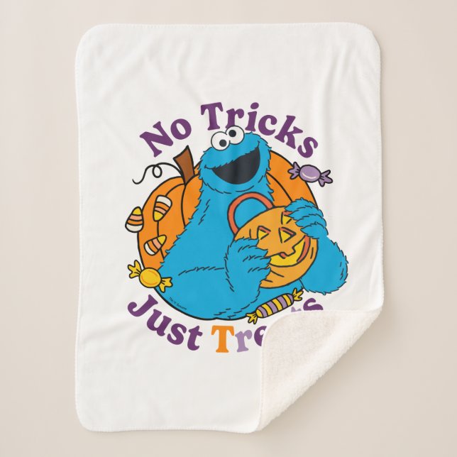 Cookie Monster | No Tricks Just Treats Sherpa Blanket (Front)