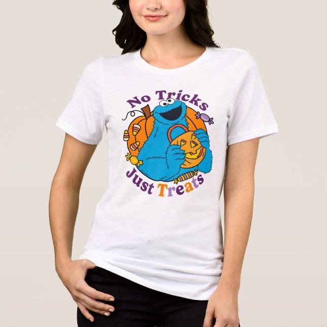 Cookie Monster | No Tricks Just Treats Tri-Blend Shirt (Front)