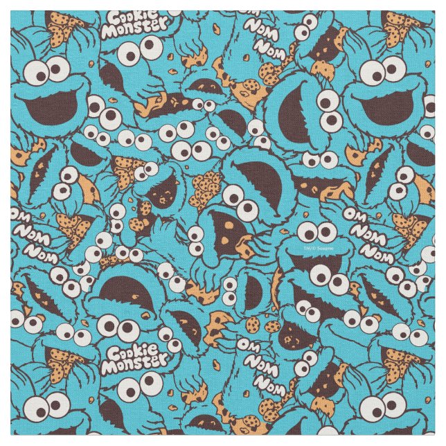 Cookie Monster | Nom Nom Nom Pattern Fabric (Close Up)