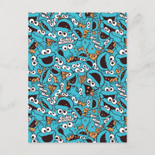 Cookie Monster   Nom Nom Nom Pattern Postcard