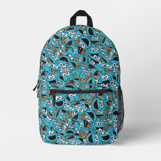 Cookie Monster | Nom Nom Nom Pattern Printed Backpack (Front)
