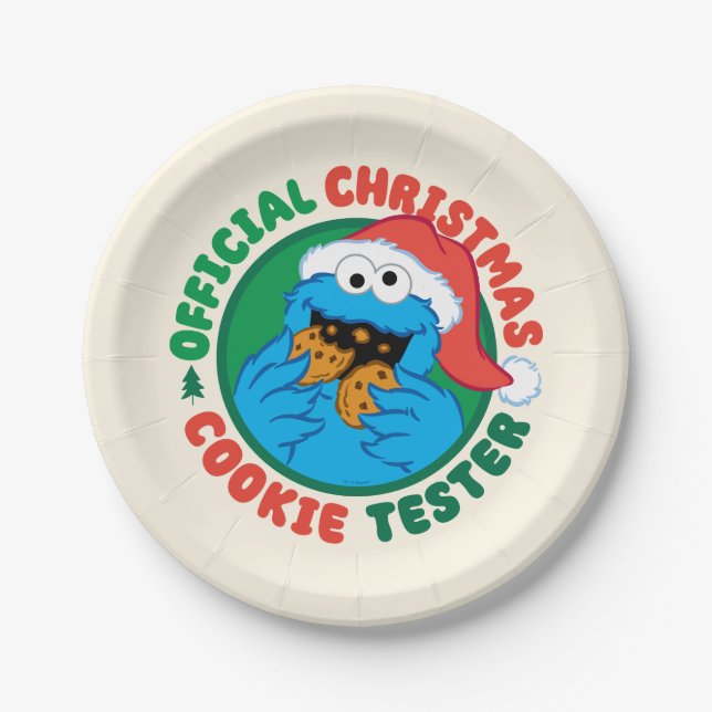 Cookie Monster | Official Christmas Cookie Tester Paper Plate (Front)