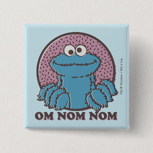 Cookie Monster   Om Nom Nom 15 Cm Square Badge