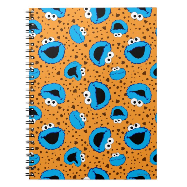 Cookie Monster on Cookie Pattern Spiral Notebook (Front)