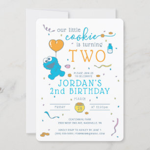 Cookie Monster   Our Little Cookie is Turning Two Invitation