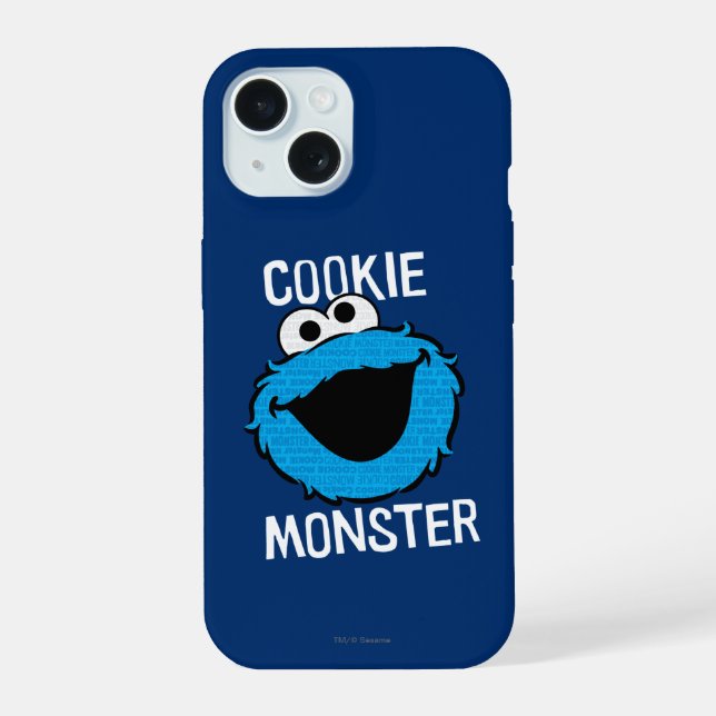 Cookie Monster Pattern Face iPhone 15 Case (Back)