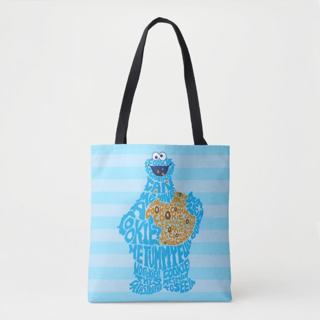 Cookie Monster Pattern Fill Tote Bag (Front)