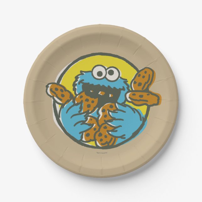 Cookie Monster Retro Paper Plate (Front)