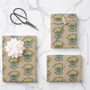 Cookie Monster Retro Wrapping Paper Sheet