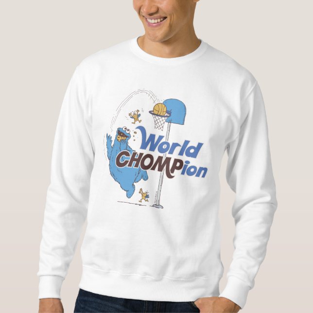 Cookie Monster | Shooting Basketball Hoops Sweatshirt (Front)