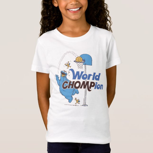 Cookie Monster | Shooting Basketball Hoops T-Shirt (Front)