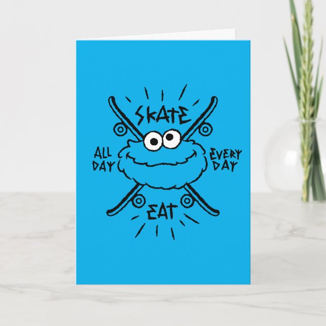 Cookie Monster Skate Logo - Skate, Eat, 24/7 Card (Front)