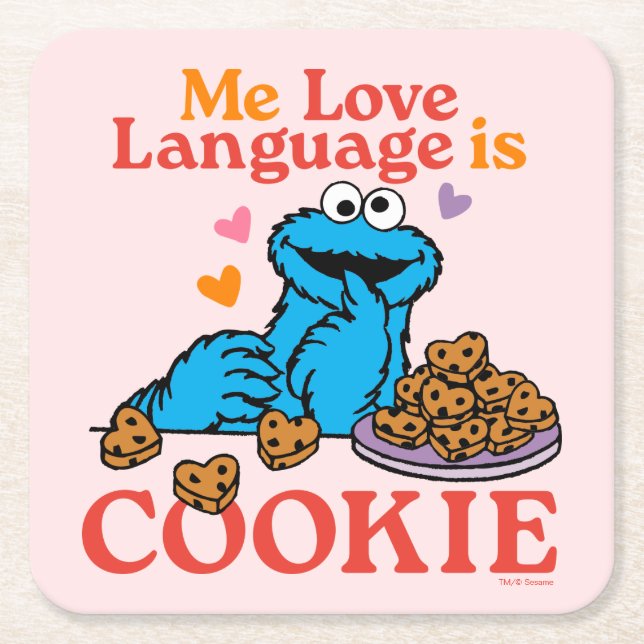 Cookie Monster | Valentine's Day Quote Square Paper Coaster (Front)