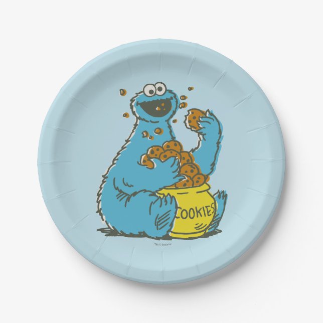 Cookie Monster Vintage Paper Plate (Front)