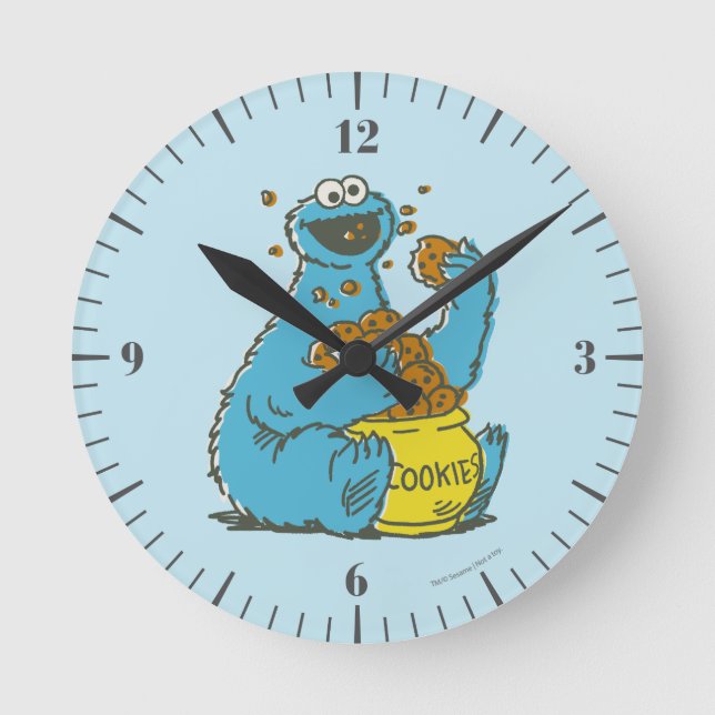 Cookie Monster Vintage Round Clock (Front)