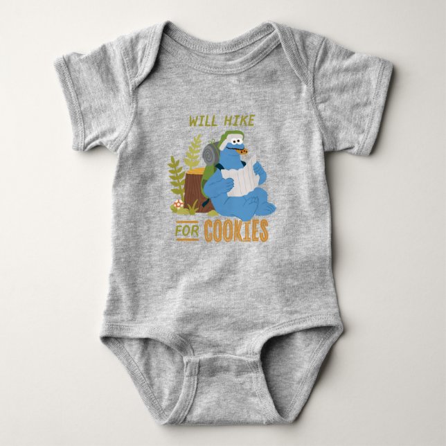 Cookie Monster | Will Hike For Cookies Baby Bodysuit (Front)