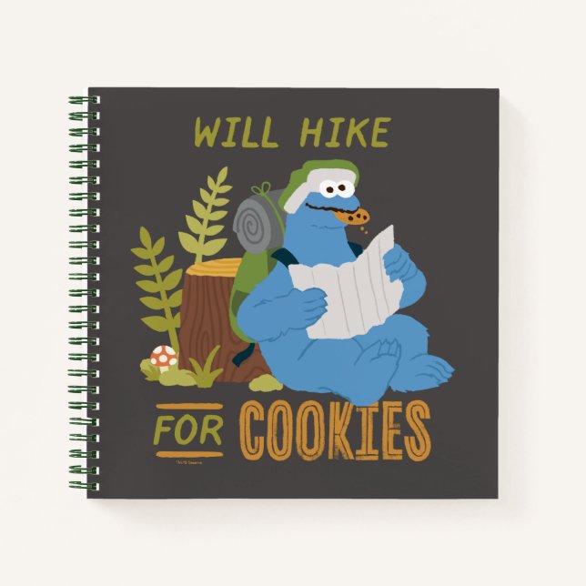 Cookie Monster | Will Hike For Cookies Notebook (Front)