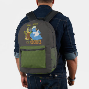 Cookie Monster   Will Hike For Cookies Printed Backpack