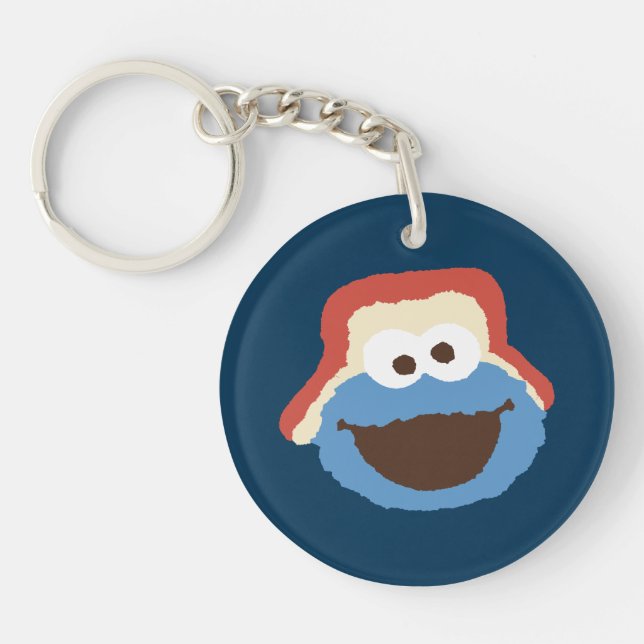 Cookie Monster Woodland Face Key Ring (Front)