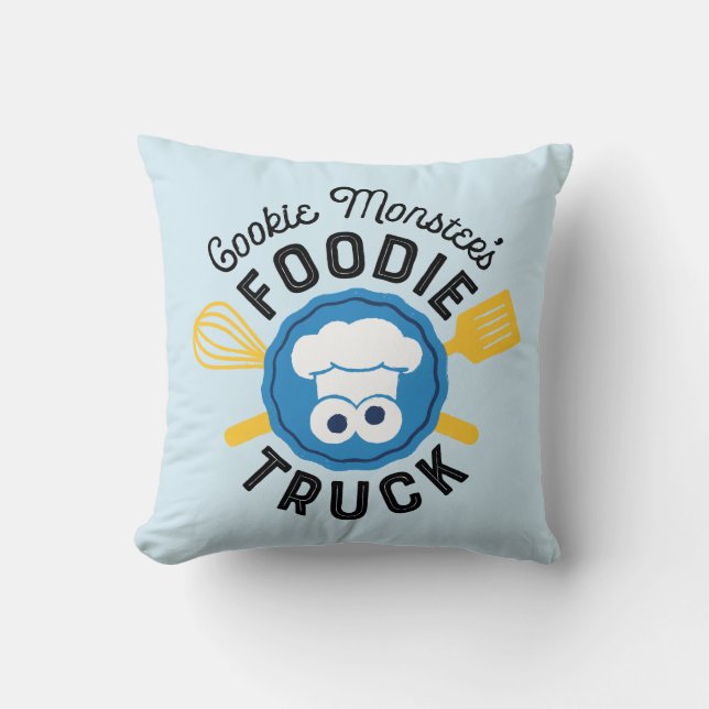 Cookie Monster's Foodie Truck Logo Cushion (Front)