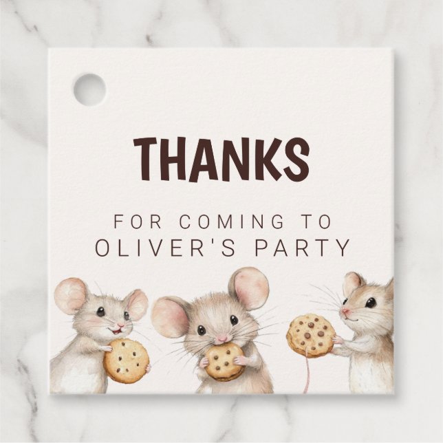Cookie & Mouse Party Thank You Favour Tag (Front)