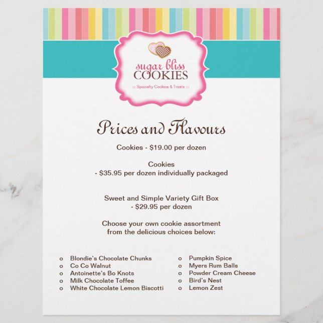Cookie Price List Flyer (Front)