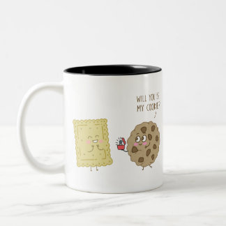 Cookie Proposal - Will you marry me? Two-Tone Coffee Mug