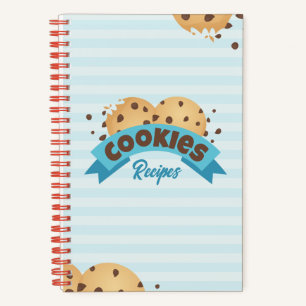 Cookie Recipe Book with Blue Stripes
