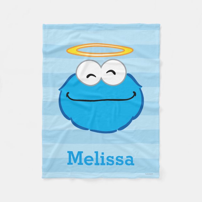 Cookie Smiling Face with Halo | Add Your Name Fleece Blanket (Front)