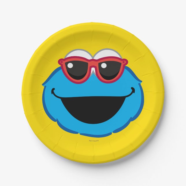 Cookie  Smiling Face with Sunglasses Paper Plate (Front)