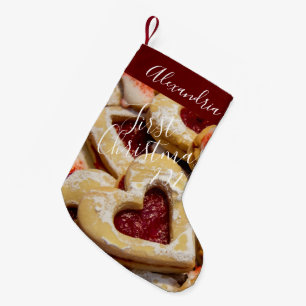 Cookie Sugar & Spice Girly Red Photo First Small Christmas Stocking