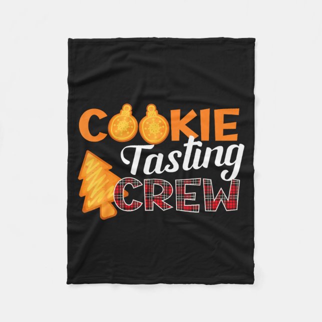 Cookie Tasting Crew - Funny Plaid Christmas  Fleece Blanket (Front)