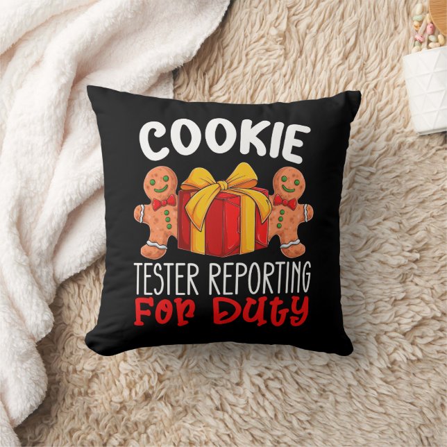Cookie Tester Reporting For Duty Funny Christmas Cushion (Blanket)