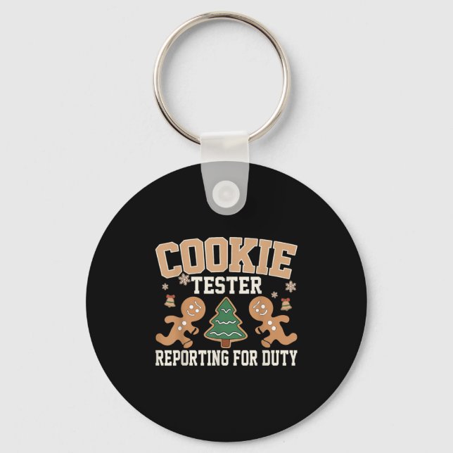 Cookie Tester Rerting For Duty Funny Christmas Xma Key Ring (Front)