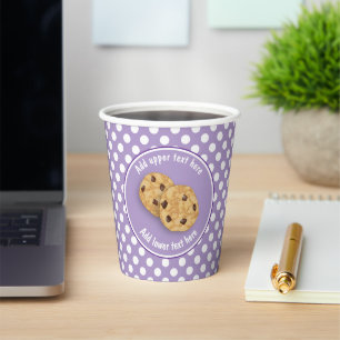Cookie Time Your Text on cute dotted light purple Paper Cups