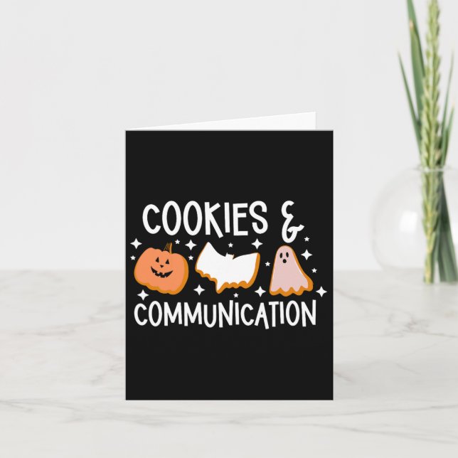 Cookies &amp; Communication Funny Halloween Design Card (Front)