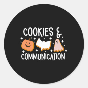 Cookies & Communication Funny Halloween Design Classic Round Sticker