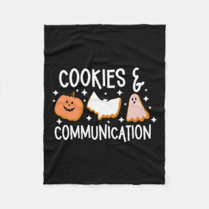 Cookies & Communication Funny Halloween Design Fleece Blanket