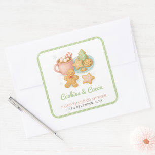 Cookies and Cocoa Christmas Baby Shower Square Sticker