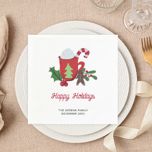 Cookies and Cocoa Christmas Custom Holidays Cute Napkin
