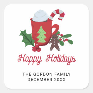 Cookies and Cocoa Christmas Custom Holidays Cute Square Sticker
